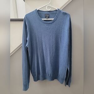 14th & Union  Mens Cashmere Cotton Sweater Pullover Blue Solid L Preppy Grandpa